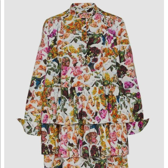 Adam Lippes floral print silk faille tiered mini dress. With pockets! - Picture 2 of 7
